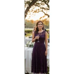 NEW Candalite Woman Plus Plum Purple Floral Lace Dressy Maxi Flare Dress Size 1X